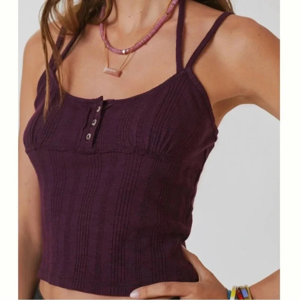 Anthro PILCRO SUSTAINABLE HENLEY TANK, Purple, XL, NWT